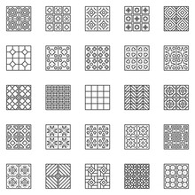 Tile Vector Outline Icons Set - Ceramic Tiles Linear Symbols