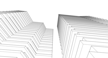 modern architecture house with balconies 3d rendering