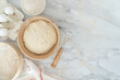 © anaumenko - Homemade bread concept - ingredients on marble background, top view