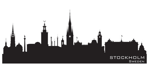 Fototapete - Stockholm Sweden city skyline vector silhouette