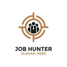 Job Hunter Logo Design Template.Creative Concept Of Find Job Vector Illustration