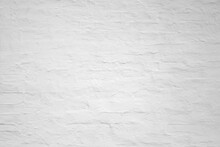 White Monochrome Shabby Brick Wall Background, Old Stone Brickwork Plaster Texture, Grunge Clean Stucco Wall