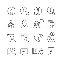 Information Related Icons: Thin Vector Icon Set, Black And White Kit
