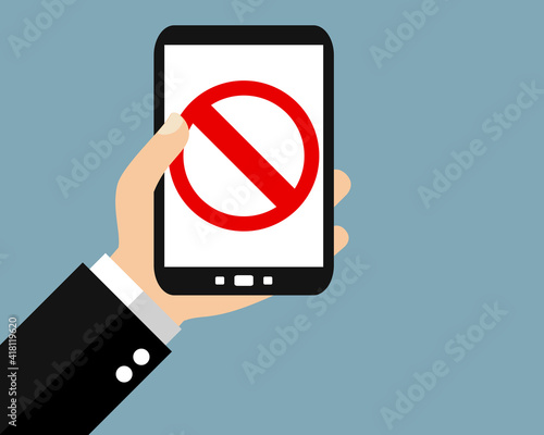 Blocken, Sperren und Verbote auf dem Smartphone - Flat Design Hintergrund © kebox
