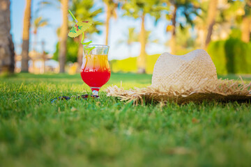 drink a cocktail on vacation. Selective focus.