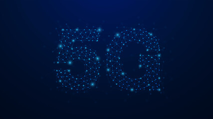 Wall Mural - 5g abstract plexus dots network. concept of business technology. shape on blue background. vector il