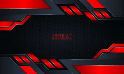Wall Mural - Abstract technology background with dark navy and red glow stripes.