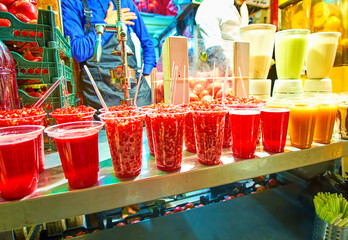 Canvas Print - The glasses of juice in Tehran market, Iran