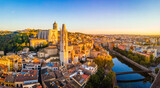 Fototapeta Przestrzenne - Aerial view of Girona, a city in Spain’s northeastern Catalonia region