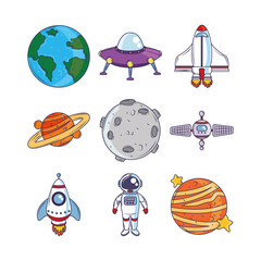 Poster - space cartoon icons