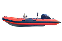 Orange Inflatable Boat Isolated On White Background
