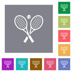 Canvas Print - Tennis rackets with ball square flat icons