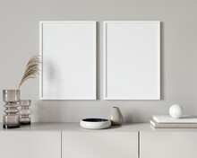 Interior Mockup With Two White Frames Against The Background …