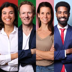 Canvas Print - Group of beautiful people in front of a background