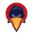 angry cartoon bird in a badge vector illustration