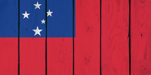 samoa national flag on wooden texture