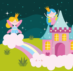 Poster - fairies rainbow castle