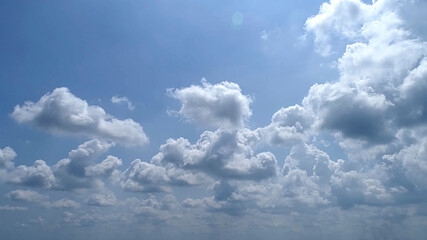 Wall Mural - Blue Sky with White Fluffy Clouds as a Back Ground