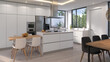 © estebandres - Cocina moderna con comedor de diario, 3d render