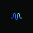 simple letter m wave logo glowing neon symbol