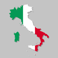 Wall Mural - highly detailed map of italy with flag. silhouette of italian country map with flag inside. european
