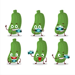 Poster - Photographer profession emoticon with zucchini cartoon character