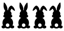 Set Easter Bunny Silhouettes Vector Illustration
