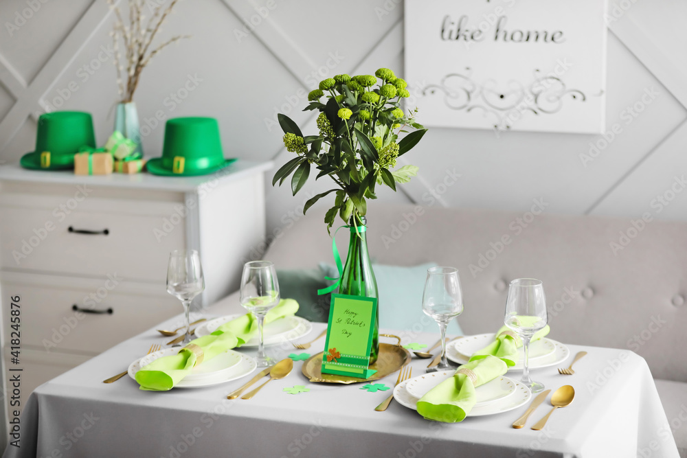 Table set for St. Patrick's Day celebration