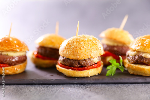 mini hamburger with beef and tomato © M.studio