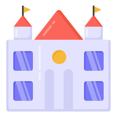 Sticker - 
Office building in flat style icon 

