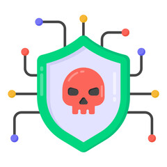 Canvas Print - 
Skull shield in flat style icon, editable vector 

