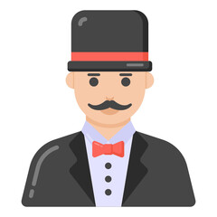 Sticker - 
A magician man in flat icon design

