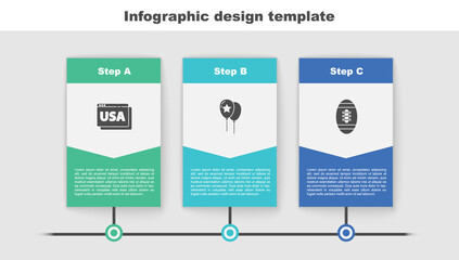 Poster - Set USA on browser, Balloons and American Football ball. Business infographic template. Vector.