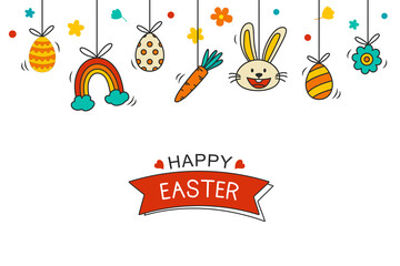 Wall Mural - Easter flyer and banner template with decorative object element. Easter egg greeting card and poster background.