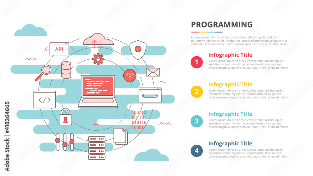 programming concept for infographic template banner with four point ...