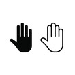 © Antti - Hand vector icon. Stop and and no entry prohibition gesture sign. Mouse cursor symbol. Isolated on white background.