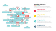 Digitalization Concept For Infographic Template Banner With Four Point List Information