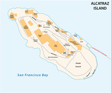 vector map of Californias former prison island Alcatraz