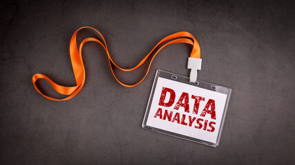 Canvas Print - Data Analysis. Name tag, ID card on gray concrete background