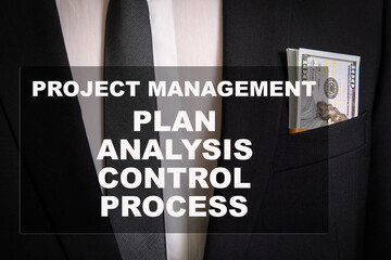 Wall Mural - Project Management Concept. Businessman with money in pocket