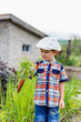 © Sotnikov_EM - a small child in the garden digs a crop of vegetables and carrots