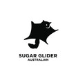 © Alpha Factory Std - sugar glider Australian wild animal vector icon black silhouette logo illustration design isolated background