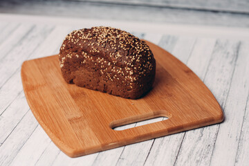 whole grain bread on wooden planks homemade pastries fresh aroma breakfast meal