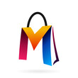 shopping bag logo with letter m concept, m logo, mart logo