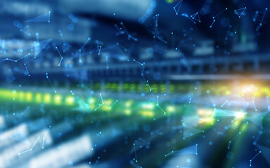 Wall Mural - 3d abstract technology and engineering server equipment background.