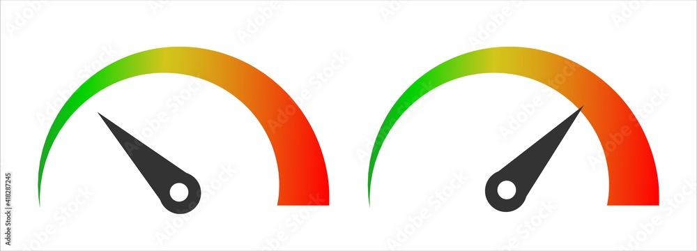 Speedometer goods gauge rating meters set. Credit score indicators ...