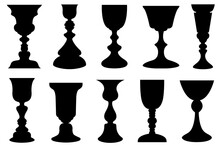 Set Of Different Chalices Isolated On White