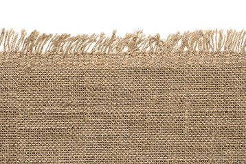 Burlap seamless pattern isolated on white. Photographed on a dark background.