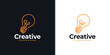 creative bulb logo design with line art style