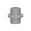 Male to male pvc plastic nipple threaded pipe fitting NPT vector icon. Consist screw both side. Part for connection pipe in pipeline system, plumbing, drainage, vent, waste, sewage and water supply.